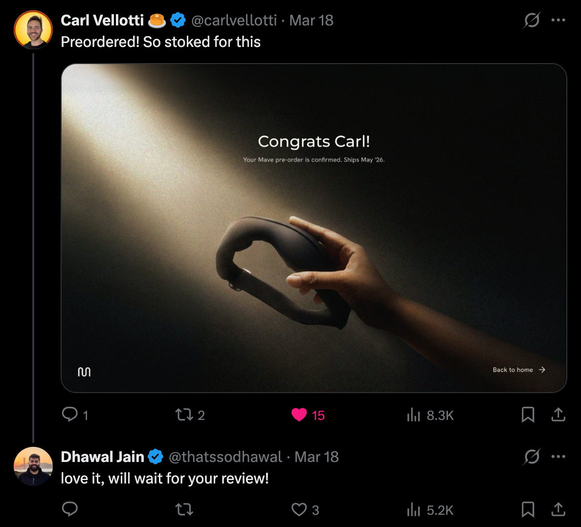 Influencer pre-order tweet
